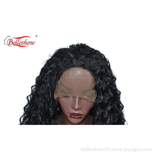 Hot sell wholesale black small curly long curly hair lady wig  cheap lace front wig black long curly hair wigs